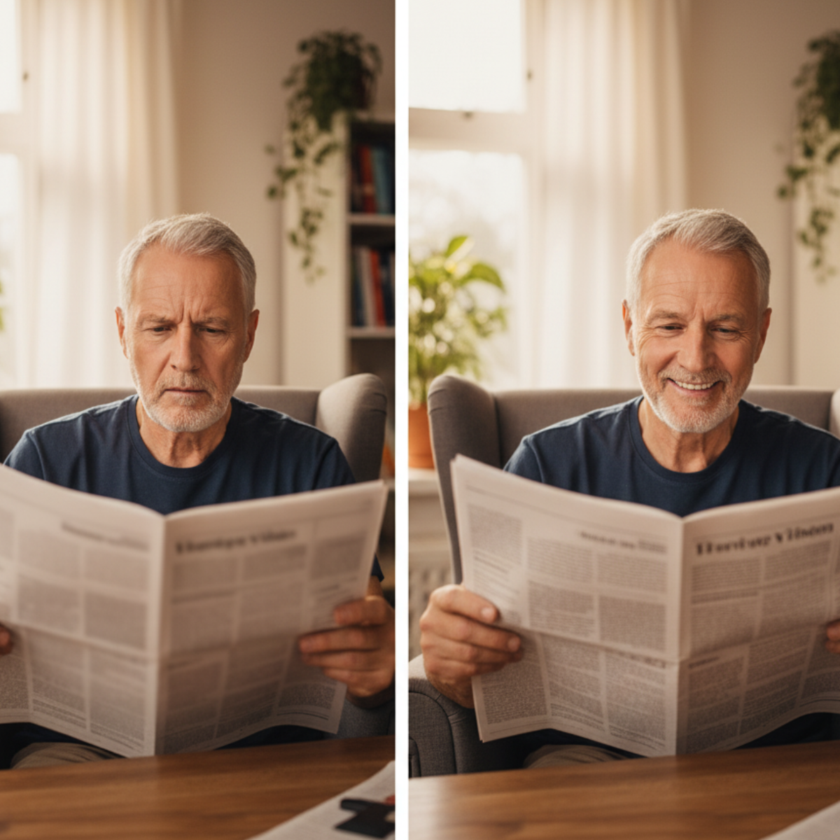 Pessoa lendo com visão nítida